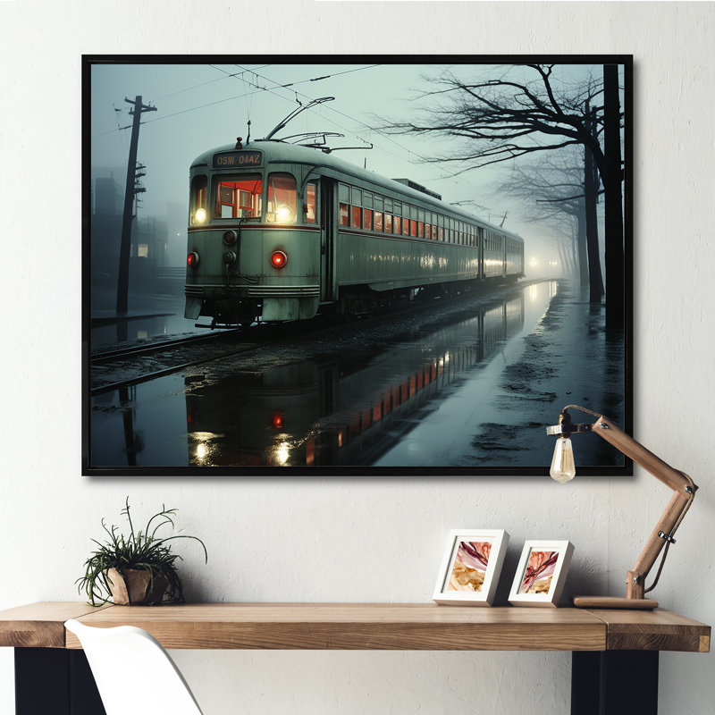 «Train Charm In Winter Photo II», reproduction sur toile, Cadre flottant noir, H 12 po x l 20 po x P 1 po