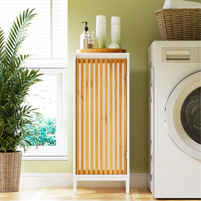 Living Room Side Cabinet With Bamboo Slats Door