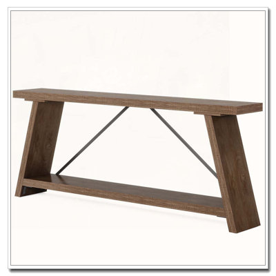 Industrial Extra-Long Two-Tier Console Table with Storage Shelves