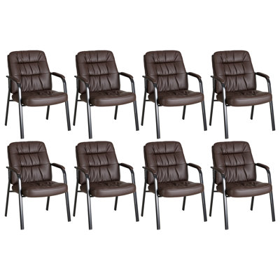 8 Pack Heavy Duty PU LeatherExecutive Reception Chairs with Fixed Armrest