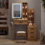Latitude Run Vanity Desk with Mirror and Lights, Kids Vanity Table-949227154