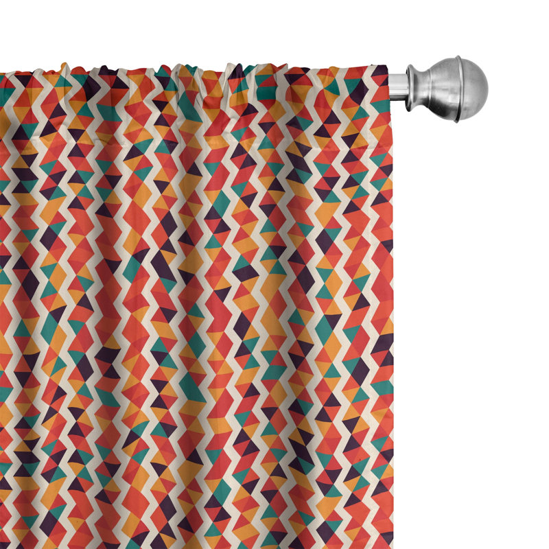 Multicolor Geometric Zig Zag Polyester Room Darkening Curtain Pair