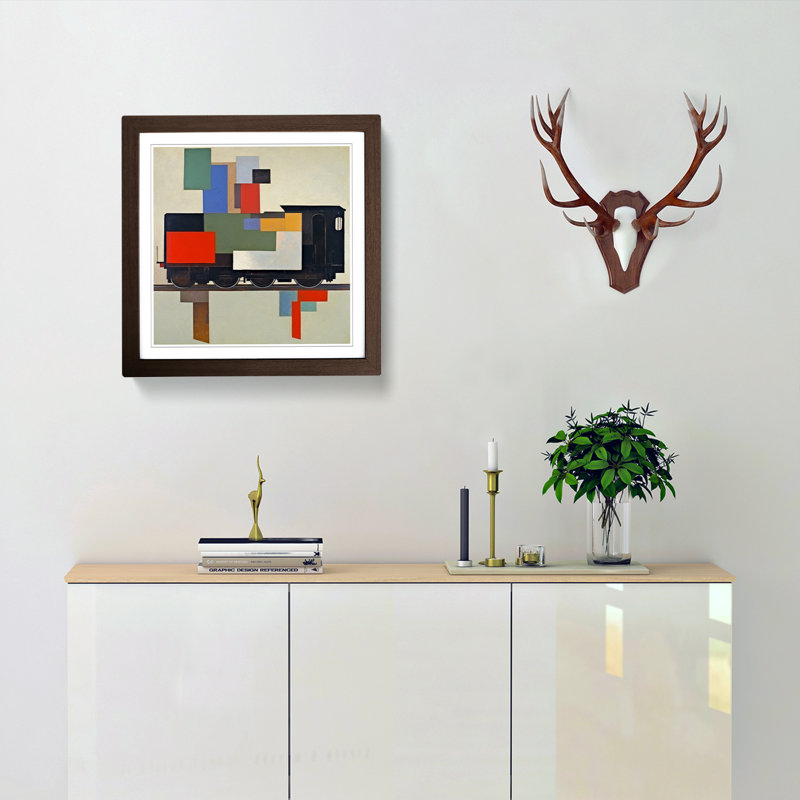Train Suprematism - Framed Print, Walnut