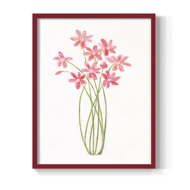 Reproduction encadrée entrelacée Bouquet II - bois massif, H 11 po x l 9 po, Rouge