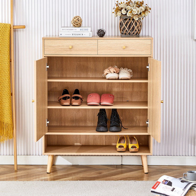 Modern Minimalist Multifunctional Storage Cabinet: Rattan - Accented Shoe Cabinet & Bedside Cabinet, Beautiful Shape, Ideal For Corridors, Living Rooms, Merging Style, Practicality & Space - Saving Design For Organized Home Interiors
