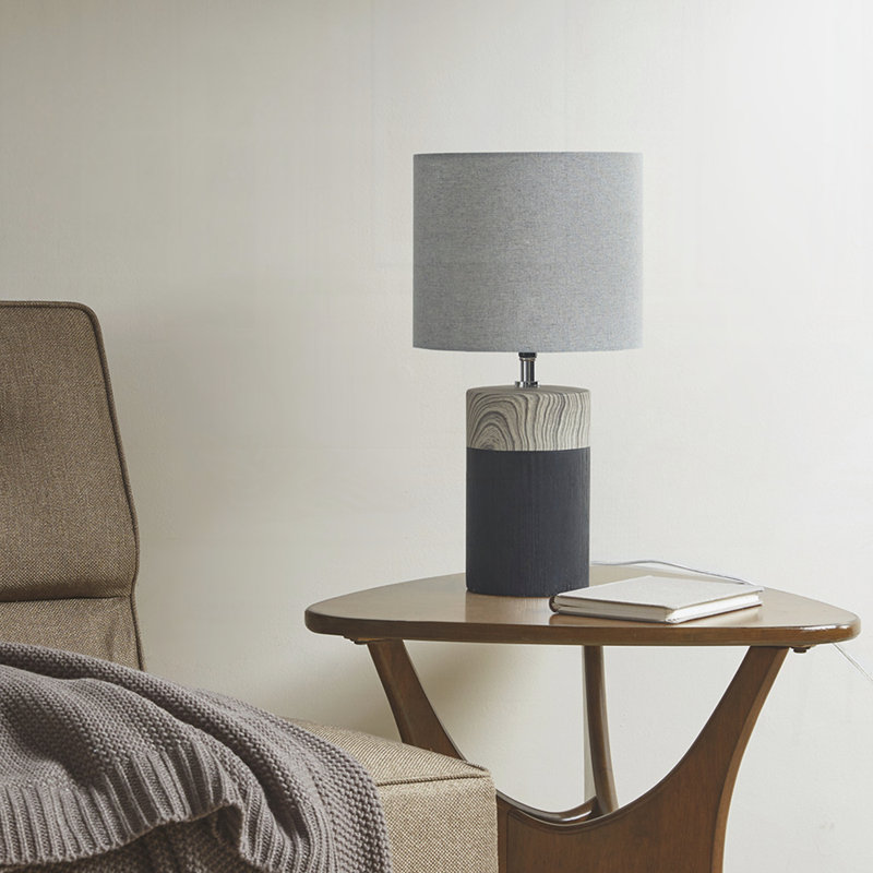 Textured Ceramic Table Lamp, Black