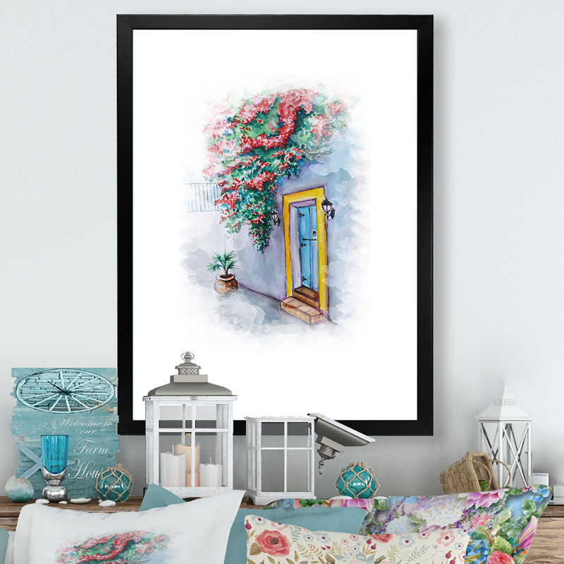 Illustration florale de porte III - Peinture, Cadre photo noir, H 20 po x l 12 po x P 1 po
