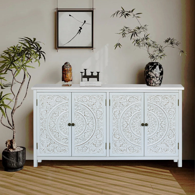 Armoire d'appoint 60 po avec buffet 4 portes Woodwood - Armoire polyvalente avec rangement pour rangement