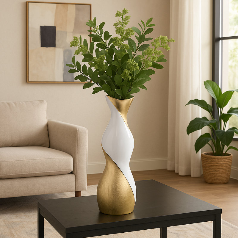 Sculptural Vase with a Twisting Silhouette – Modern Tall Vase and Table Vase for Home Decor – Decorative Flower Vase for Shelf, Entryway, or Mantel Styling