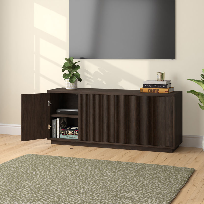 Hanson Rectangular Fluted TV Stand for TV's up to 65" in Alder Brown, Alder Brown