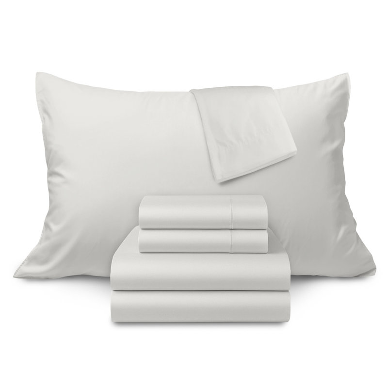  500 Thread 100% Cotton Sateen Sheet Set (4PC.), Full, Stone