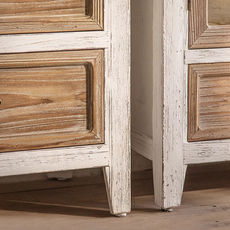 Blanc + vitrines en bois massif Burlywood