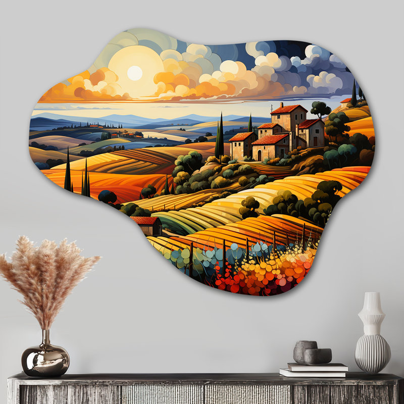 Magness - Italie, art mural de forme unique en métal, impression d'art en forme libre orange, H 27 po x l 35 po