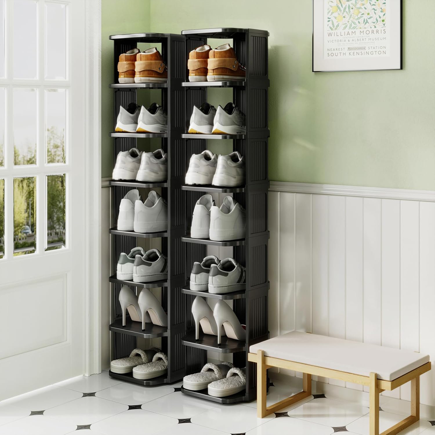 Ivy Bronx Stackable 16-Tier Shoe Rack For Closet & Entrance - Tall ...