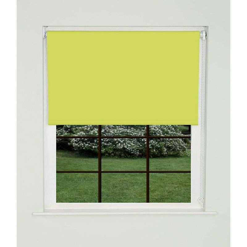 Thermal Blackout Roller Blind - Trimmable Cut to Size - Heavy Duty Metal Tube, Lime, 165 cm L x 210 cm W
