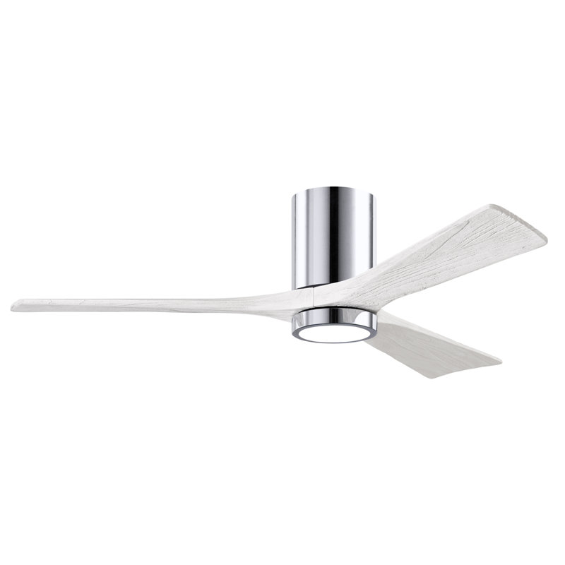 Olivier à 3 pales DEL standard avec ventilateur de plafond et ensemble d'éclairage inclus, Chrome poli, 52", Blanc mat