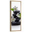 «Black Zen Stones» avec fleurs blanches et feuilles vertes, art très grand, impression sur toile encadrée-120204523-120204521