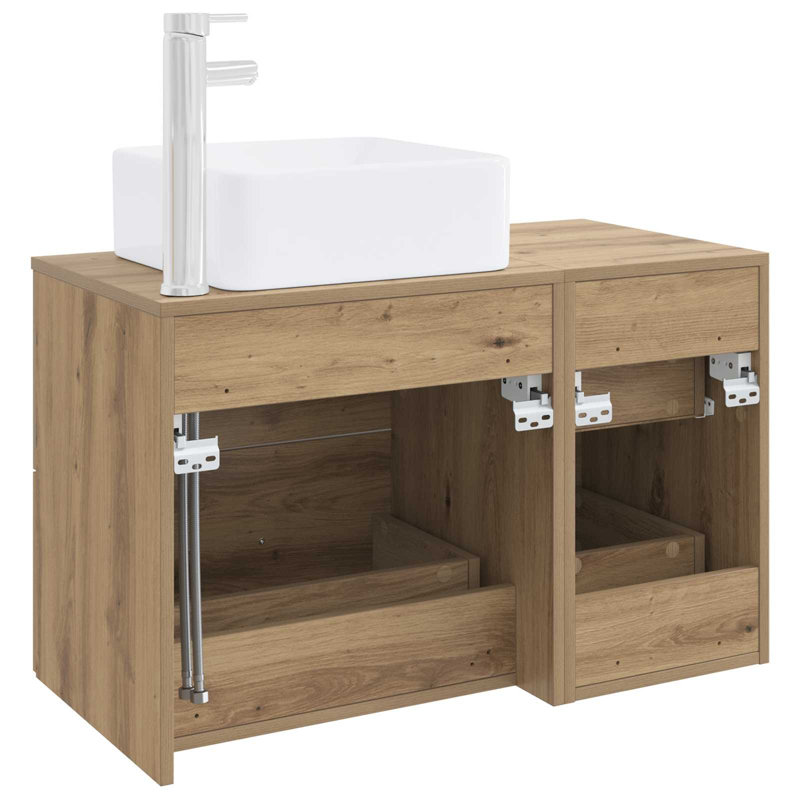 Vanity & Mirror Set, Artisan Oak
