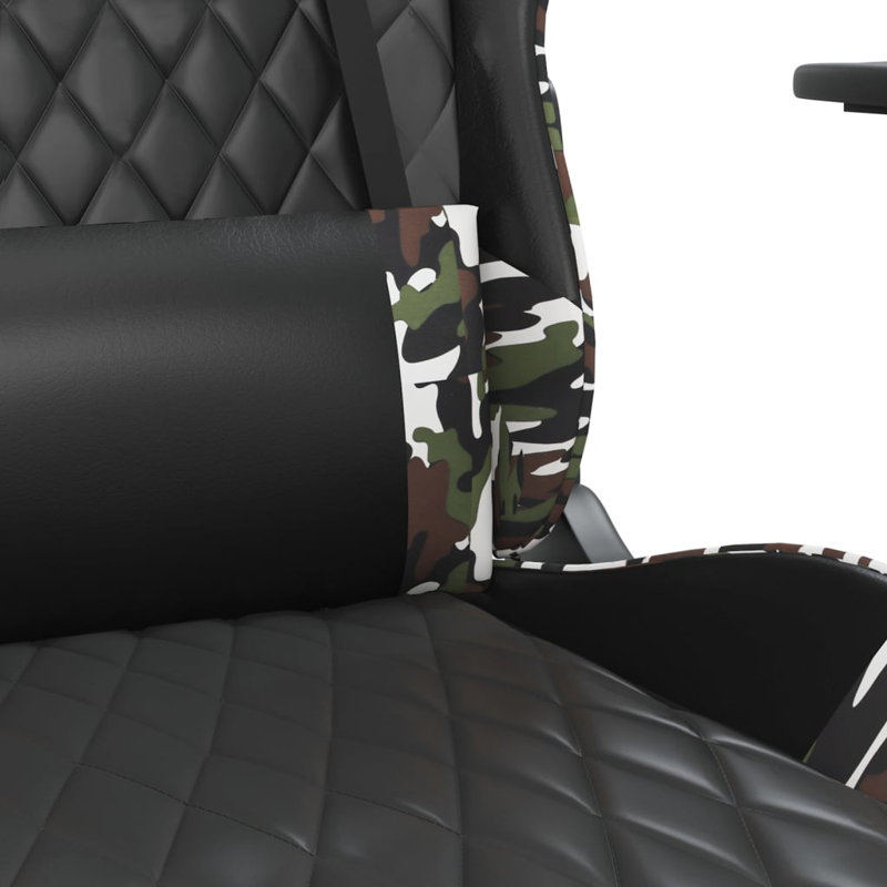 Massage Gaming Chair with Footrest Faux Leather, Black/Camouflage