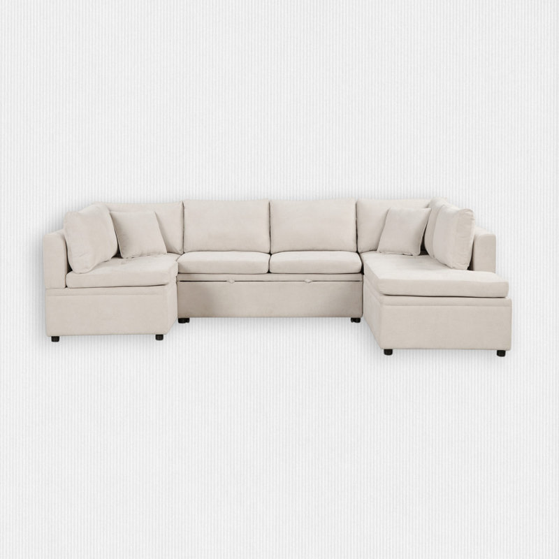 Canapé modulaire 4 pièces rembourré, Chenille beige