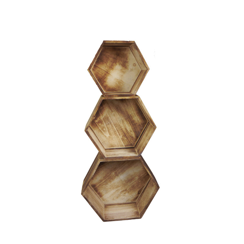 Ensemble de pots à fleurs hexagonaux 3 pièces Karyn, Brun