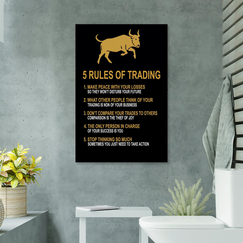 5 Rules Of Trading - 1 pièce, impression sur toile tendue, L 24 po x H 36 po