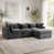 Corduroy Antique Grey+3Seat+1Ottman