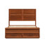 Grand lit avec tête de lit géométrique 3D, rangement à 4 tiroirs et banc de rangement - mobilier de chambre moderne en noyer-1383615680