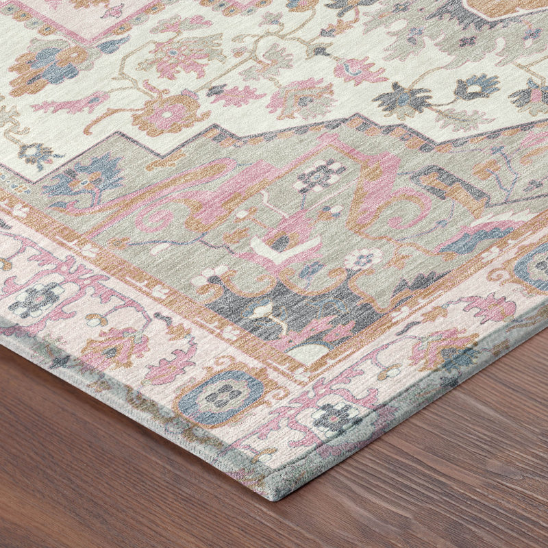 Tapis lavable à la machine intérieur / extérieur ACN2674 Global Chantille, Rose, 5 pi x 7 pi 6 po