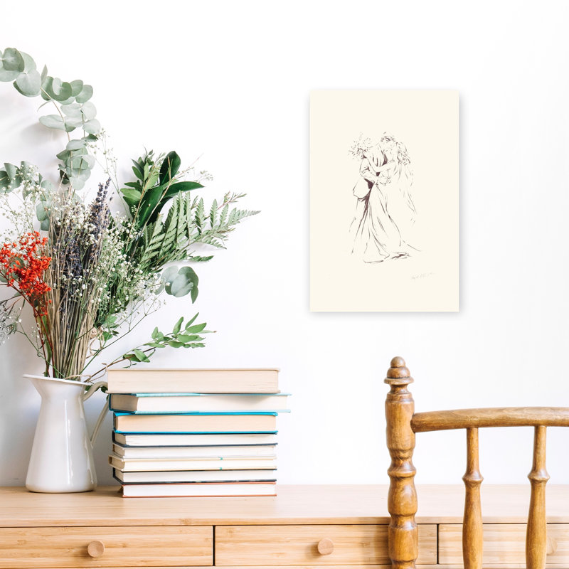 26 WElegant Sketch Of A Bride And Groom Embracing by Rafal Kulik - Wrapped Canvas Print, 45.72 cm H x 30.48 cm W