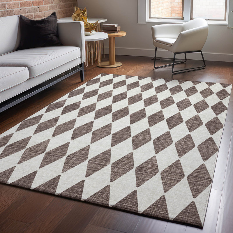 Tapis brun Cerrito AMF578 lavable à la machine de qualité supérieure, Rectangulaire 8 pi x 10 pi