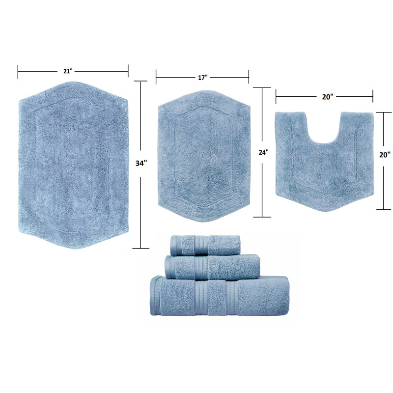 Ensemble de tapis pour salle de bain 6 pièces Ches, Bleu