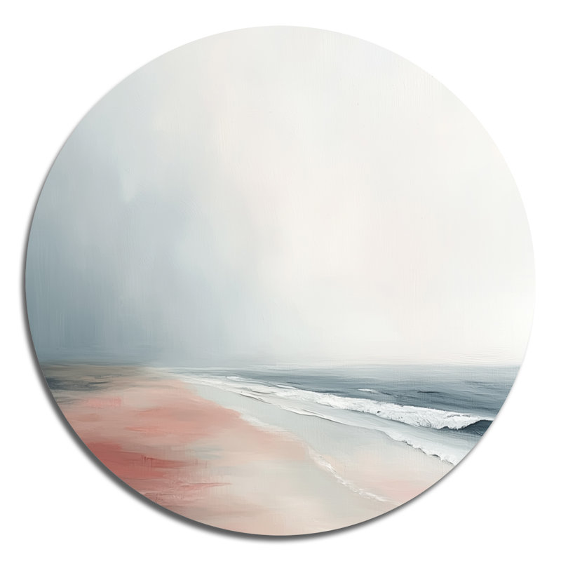 Summer Beach Shoreline In Prince Edward Island - Art abstrait mural rond en métal, L 36 po x H 36 po