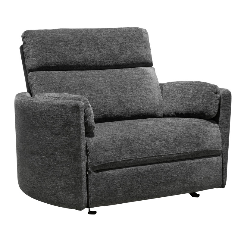 Diton Power Glider Recliner with Round Arms, Mediterranean Charcoal Gray Chenille