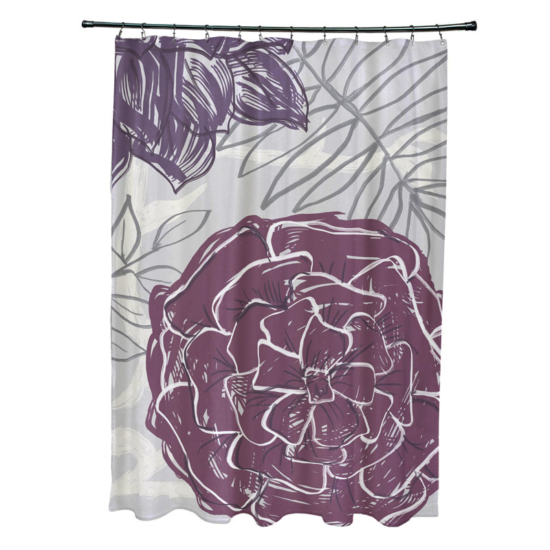 Altom Floral Single Shower Curtain, Purple
