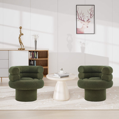 Fauteuil d'appoint rond rond en peluche 30 po 30 po Teddy