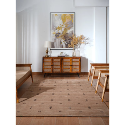 Ownby Hand Knotted Loom Wool Eco-Friendly Area Rugs - Rectangle, Camel Brown Color, Contemporary Modern Design, High Pile Thick Handmade Anti Skid Area Rugs for Living Room, Bed Room