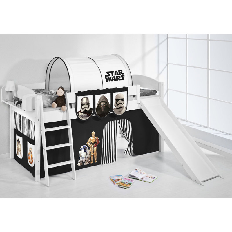 Lilokids European Single (90 x 200cm) Mid Sleeper Bed, Black and white