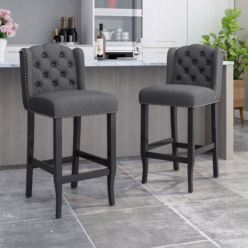 Ensemble de 2 chaises de salle à manger, tabourets de comptoir à oreilles capitonnés 31 po