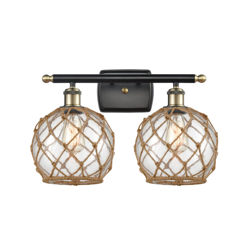 Éclairage pour salle de bain à intensité variable 2 lumières Arriola, Ampoule à DEL rétro de 6 watts, Transparent/brun