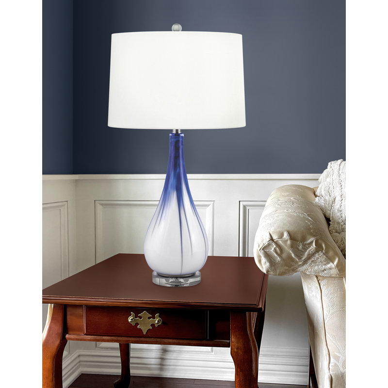 Tropea 31" Glass Table Lamp, Blue/White