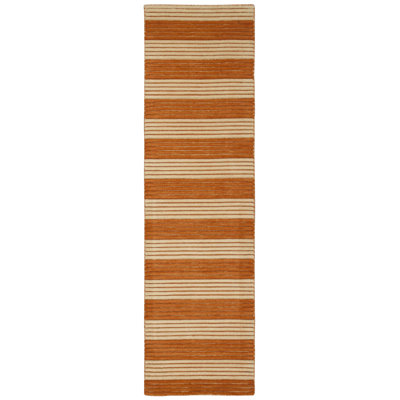 Ripple Wool Striped Area Rug in Pumpkin