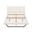 Grand cadre de lit tapissier grand, lit plateforme en cuir d'unité centrale avec un design en forme de vague et des pieds de forme trapézoïdale, sans sommier tapissier, blanc-612235395-612235517