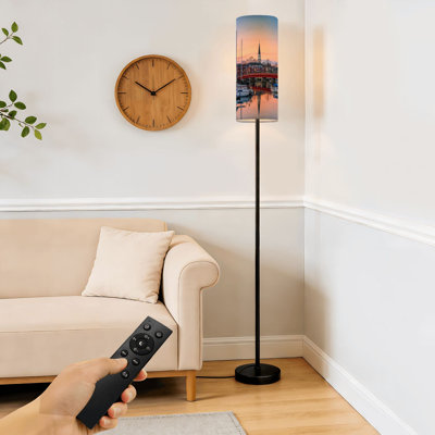 Floor Lamp  annapolis maryland harbours pictures Dimmable Modern Standing Lamp with Remote Control Footswitch Bulb Lampshade Tall Pole Corner Lamp for Living Room Bedroom Office