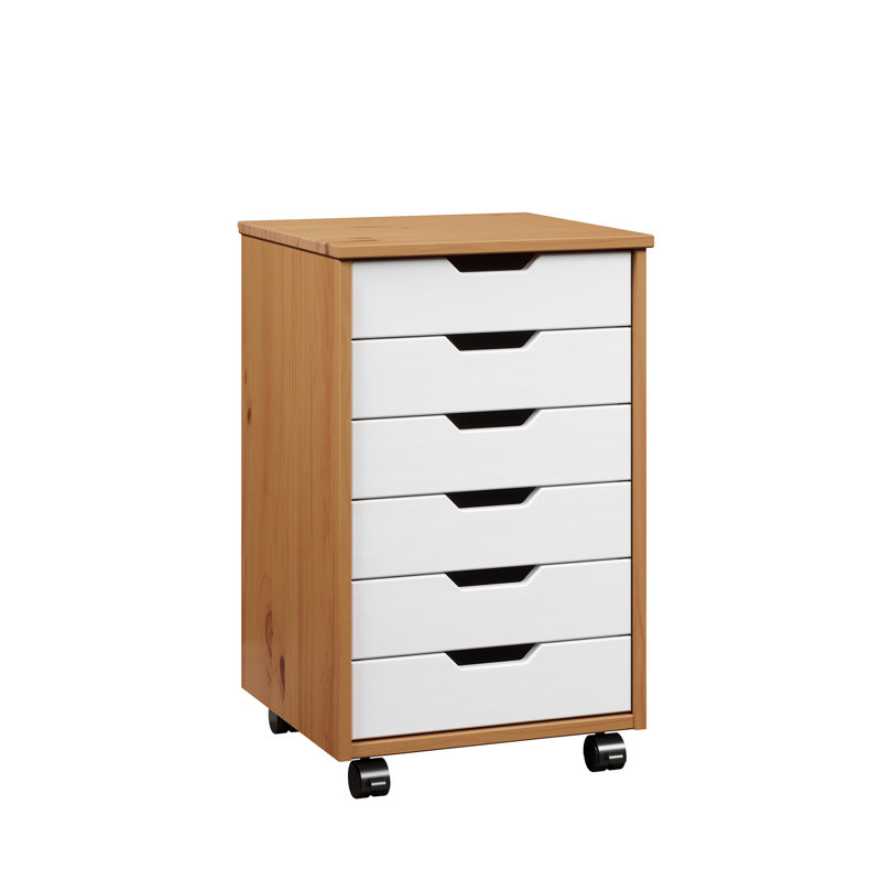 Kerrell 6 Drawer Storage Chest, White/Brown