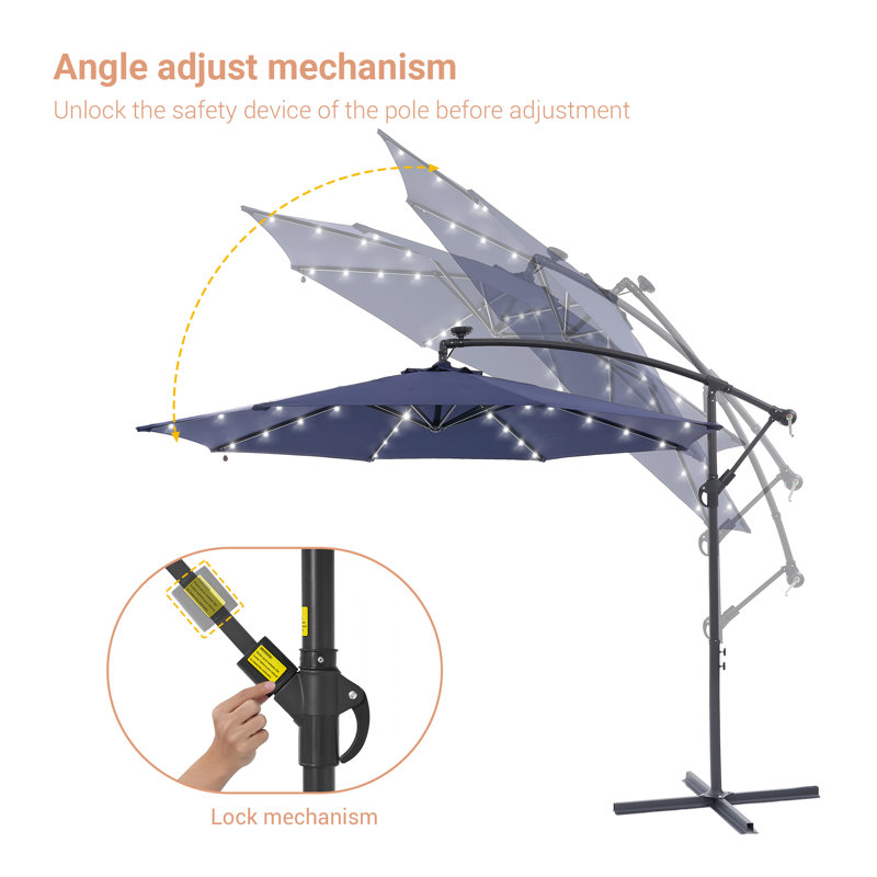 Parasol en porte-à-faux 10 pi Atanase, Bleu marine