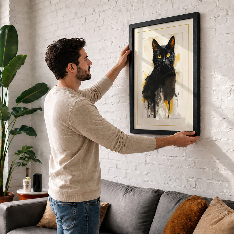 Yellow Eyes Modern - Framed Print, A1 - 84.1 x 59.4 cm, Oak