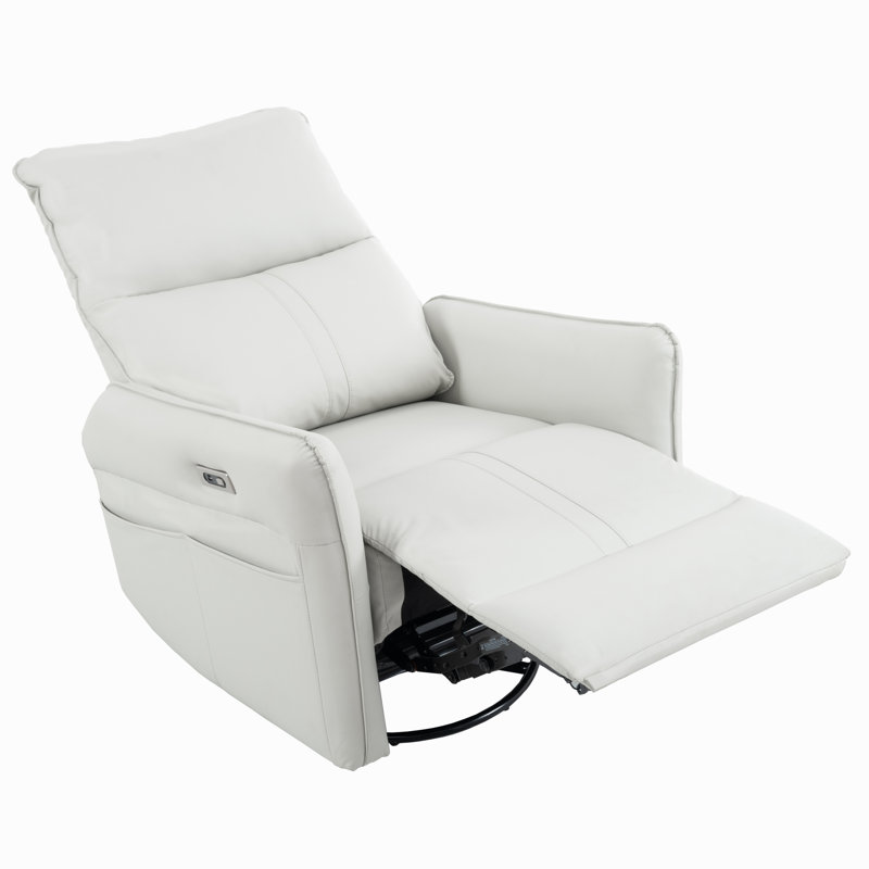 Canapé inclinable électrique gris clair avec pivotant à 270 °, fauteuil berçant et ports USB pour la chambre de bébé et le salon