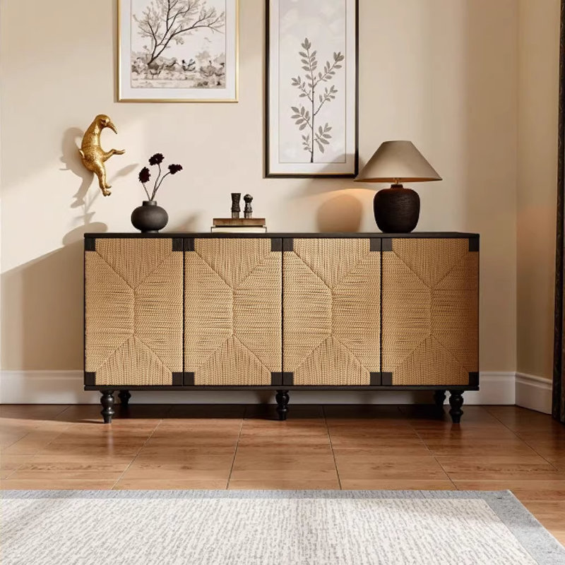 Buffet avec portes en ruppie maritime et pieds en bois massif Accent Natural Boho