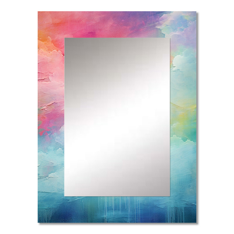 Watercolor Northern Lights III - Northern Lights Decorative Wall Mirror, Traditional Large Mirror, Printed Metal Art